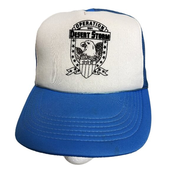 Snapback Trucker Hat Operation Desert Storm Mesh foam Cap Vtg - Picture 1 of 10